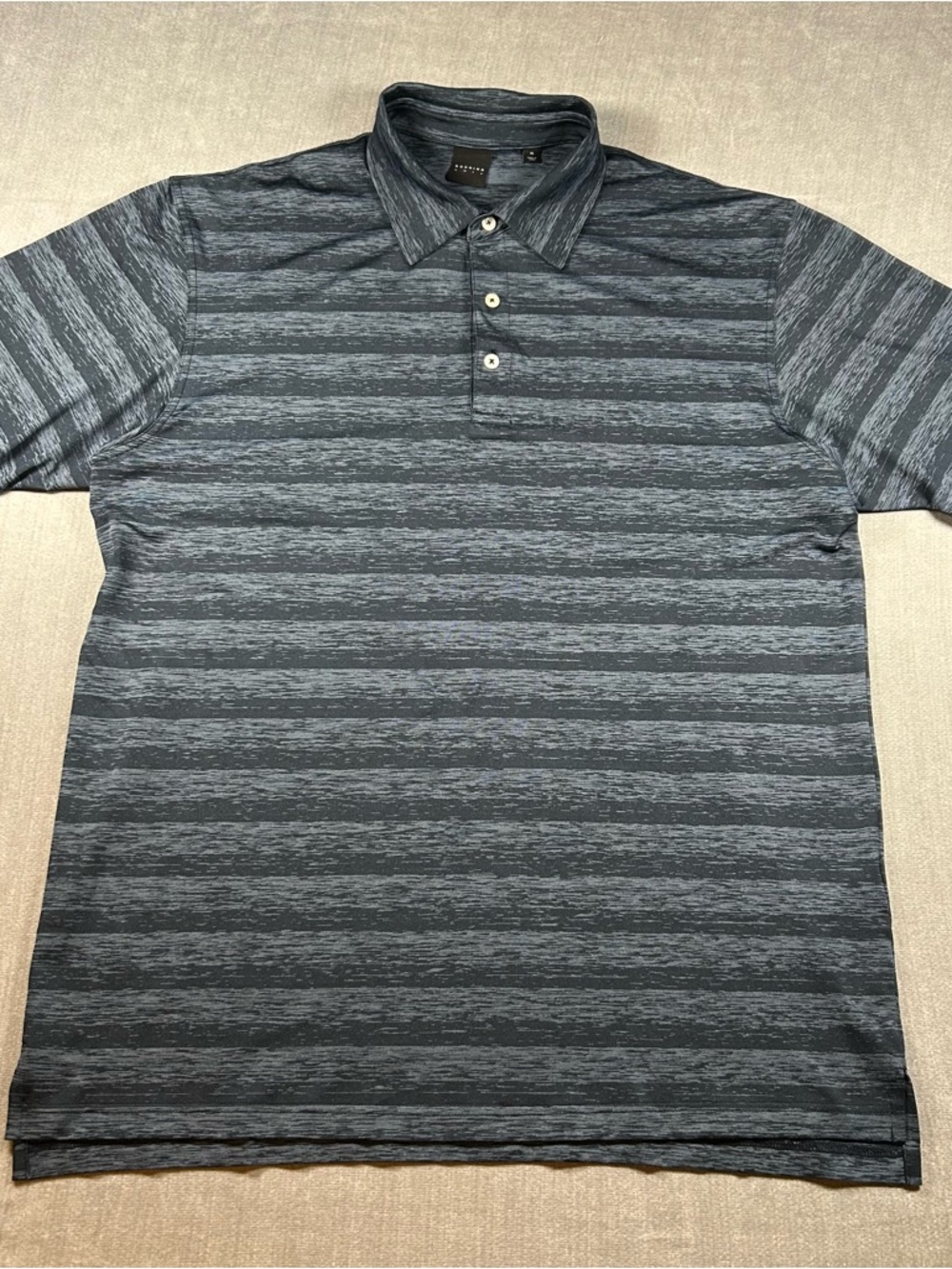 Dunning Men's Heather Navy Striped Polo